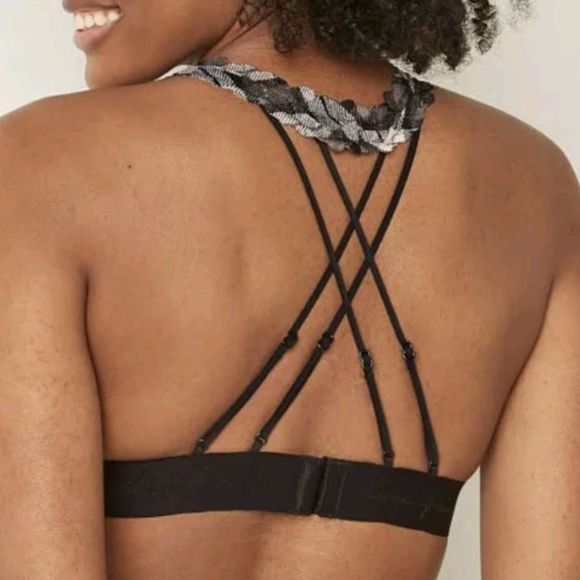 NWT 2PC PINK VICTORIA SECRET BRALETTE LACE THONG BLACK WHITE PLAID BANDANA SMALL - Picture 11 of 12